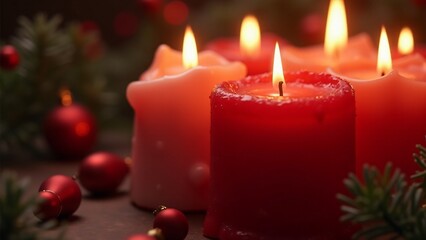 red and white holiday candles