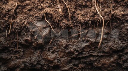 Fototapeta premium Soil Layer with Roots and Organic Matter