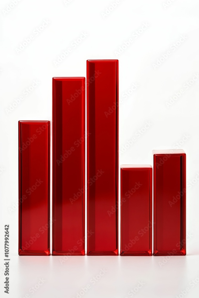 Poster Five red rectangular blocks on white background.