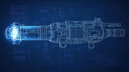 Photorealistic rendering of a weapon's muzzle device, showing the flash suppressor, compensator, and threading in a detailed blueprint style