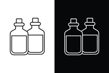 Vials Line Icon. Black and White Outline for Pharmacy and Medicine
