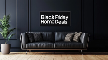 Modern Sofa with Black Friday Home Deals Banner for Furniture Promotions