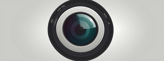 &ldquo;2D Flat Icon of a Camera Lens with Shutter Effect&rdquo; &ndash; A Minimalistic Flat Design Illustration Representing Photography and Video Capture, on a White Background