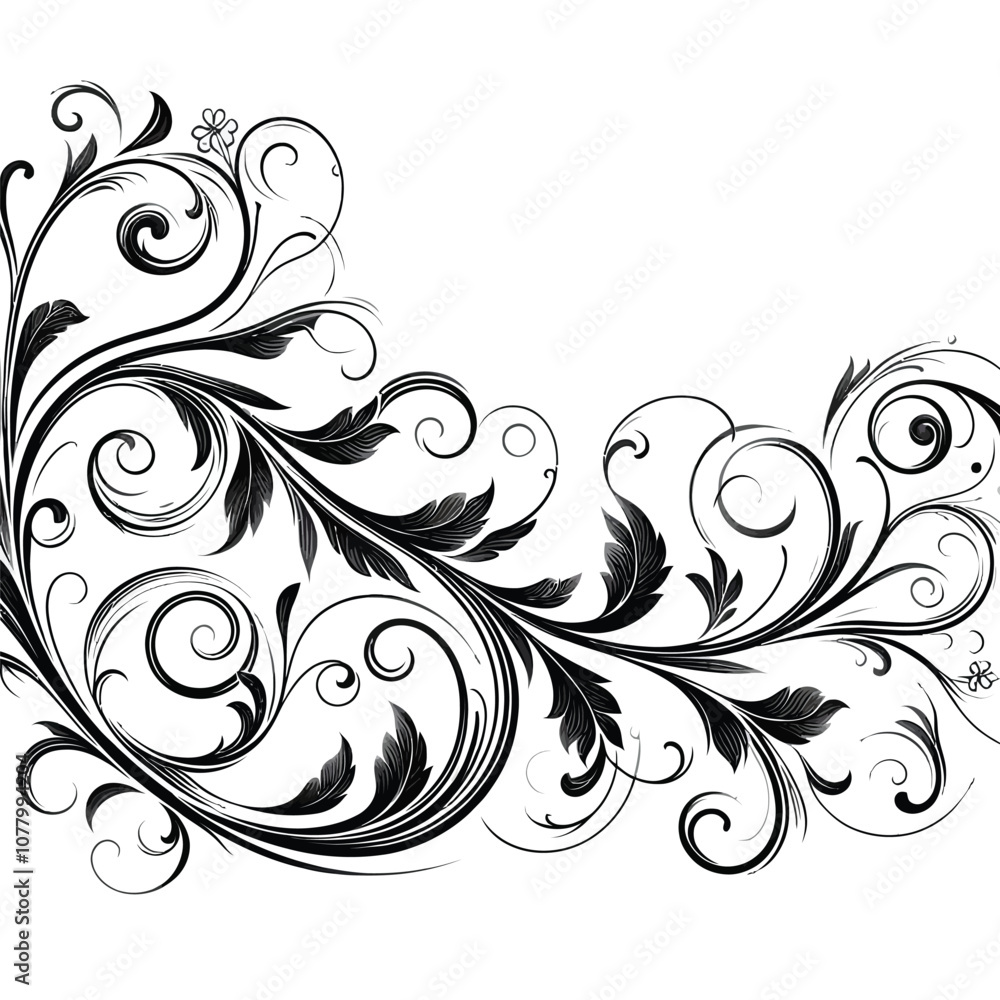 Poster graceful swirl border with intertwined vine patterns and gently curved corners. vector