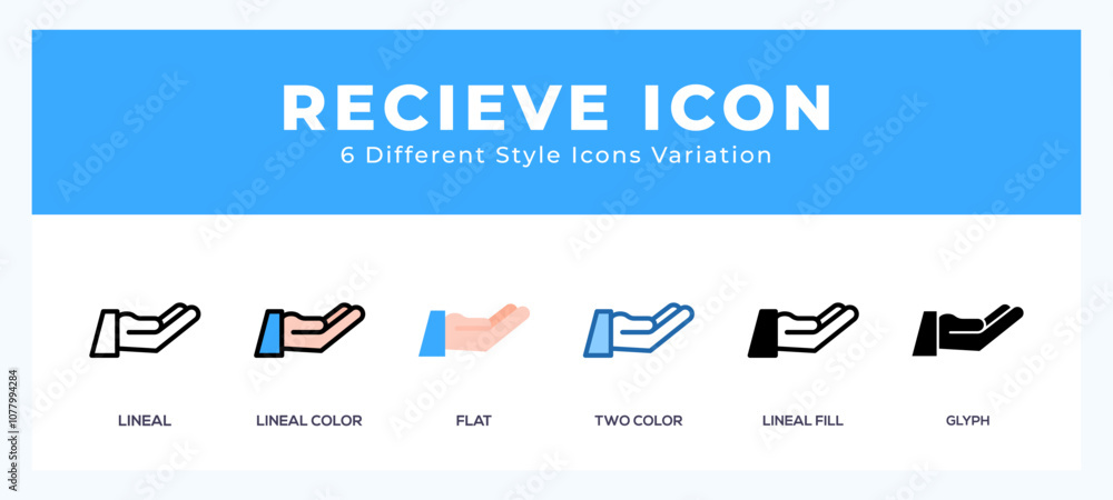 Poster recieve icons set. different style of icons simple vector illustration.