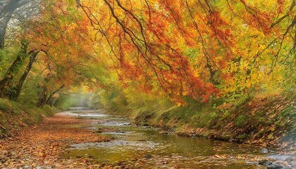 Autumn Splendor Along the Stream