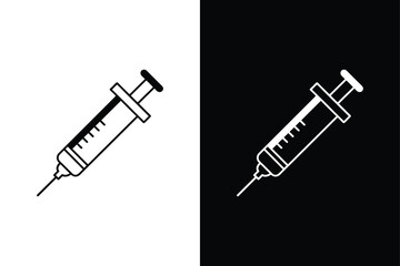 Medical Syringe Icon Vector. Solid Pictogram and Flat Design