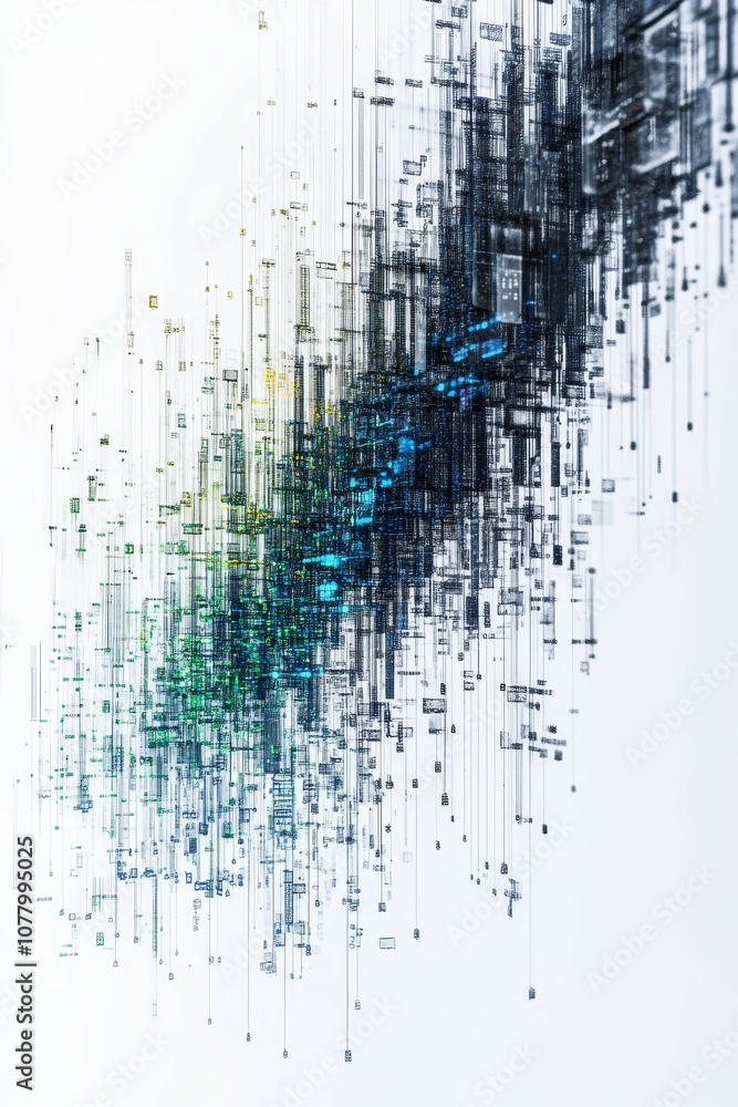 Poster abstract digital art with lines and shapes.