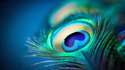 Obraz premium Detailed Close-Up of a Colorful Peacock Feather