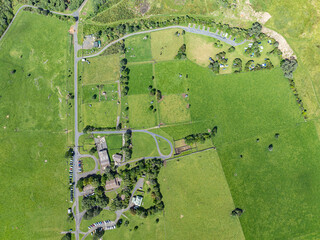 Top down view of Ambury Farm in the suburb of Mangere Bridge, Auckland, New Zealand