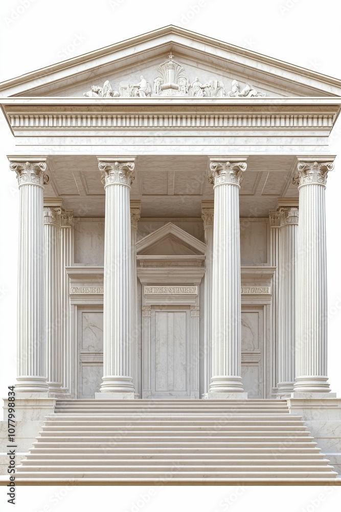 Poster white marble building with columns and stairs.