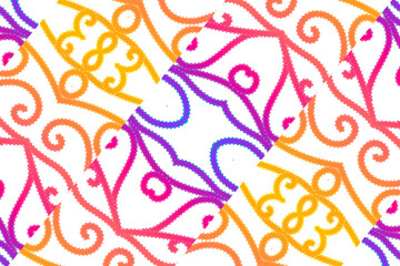 colourful gradient line art pattern of indonesian culture traditional tenun batik ethnic dayak ornament for wallpaper ads background