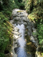 Solid rock riverbed of Kanaka Creek, Kanaka Creek Regional Park, Maple Ridge, British Columbia, Canada