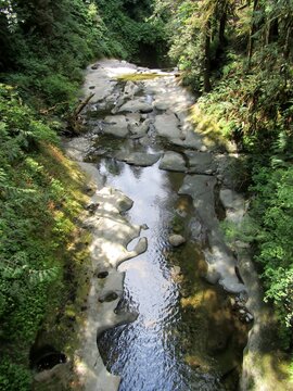 Solid rock riverbed of Kanaka Creek, Kanaka Creek Regional Park, Maple Ridge, British Columbia, Canada