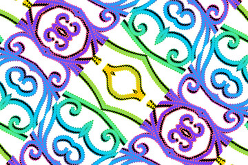 colourful gradient line art pattern of indonesian culture traditional tenun batik ethnic dayak ornament for wallpaper ads background