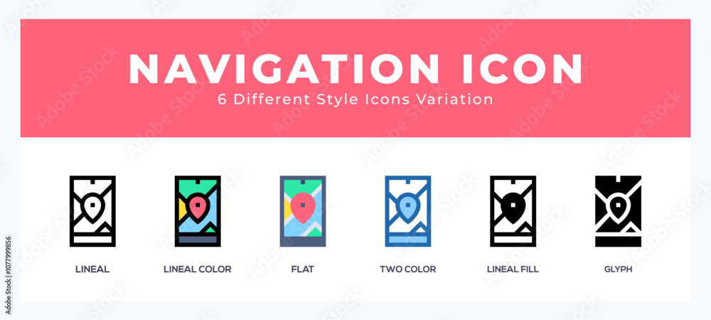 Poster navigation icon illustration vector with different styles