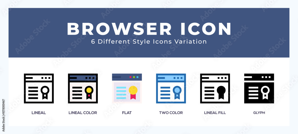 Poster browser icon set with different styles. design elements for logo. vector illustration.