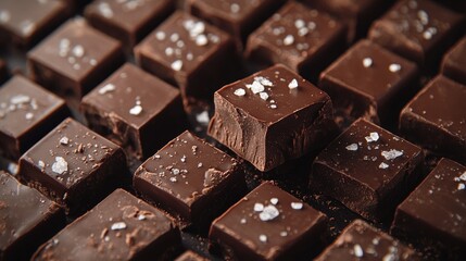 Fototapeta premium A close up of a chocolate bar with salt on top