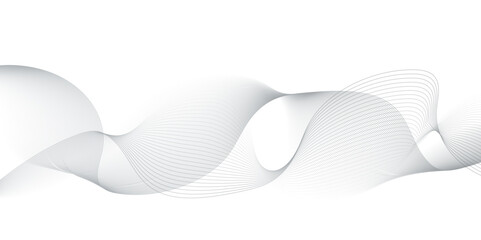 White wave curve lines banner background design. Abstract soft wave lines dynamic flowing gray light isolated background. Vector Illustration of the gray pattern of lines. Black stripes on white .	
