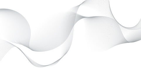 White wave curve lines banner background design. Abstract soft wave lines dynamic flowing gray light isolated background. Vector Illustration of the gray pattern of lines. Black stripes on white .	
