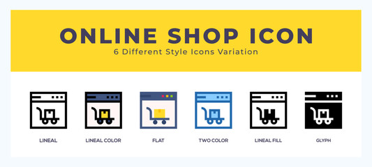 Online shop vector icon. with different styles vector illustration.