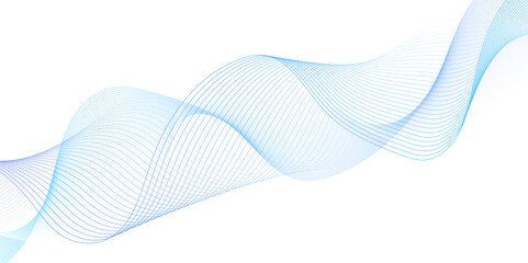 White wave curve lines banner background design. Abstract soft wave lines dynamic flowing blue light isolated background. Vector Illustration of the blue pattern of lines. stripes on white.	
