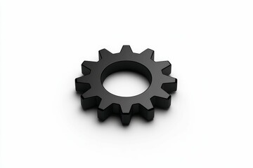 A black gear on a white background.