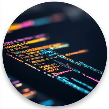 Colorful code displayed on a screen.