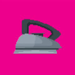 pixel iron, vector illustration on isolated background.
