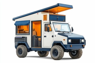 Obraz premium Off-road camper van with pop-up roof.