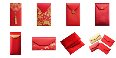 Red envelope isolated 3d mockup without background using for Chinese new year purpose.