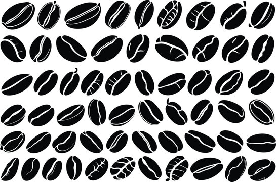 Coffee bean silhouettes set vector illustrations