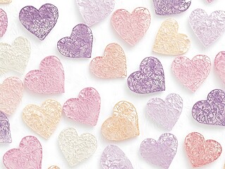 Obraz premium A background filled with pastel-colored hearts