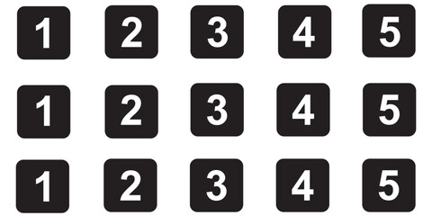 Set of number pointer vector icons. Bullet points. Numbers marker