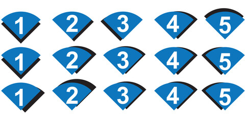 Set of number pointer vector icons. Bullet points. Numbers marker