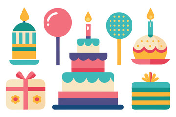 Happy birthday delicious cake vector illustration on a white background