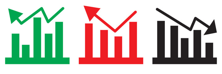 Statistics icon set. Increase the bar graph concept