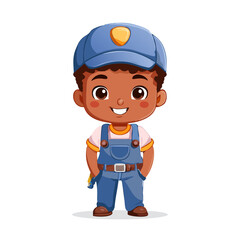 Fototapeta premium Mechanic Cute Worker Work Job Profession Professional Occupation Cartoon Character 