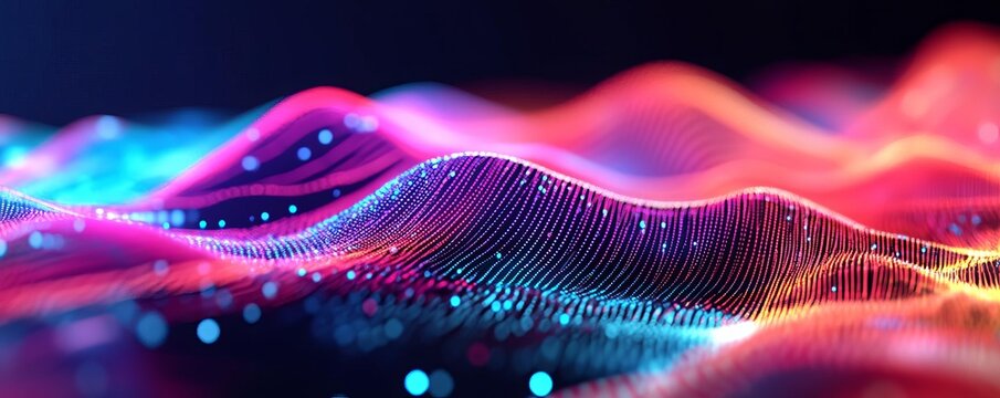 Diverse AI map, vibrant holographic threads, futuristic design