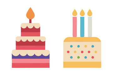 set of  delicious birthday cake vector illustration with white background