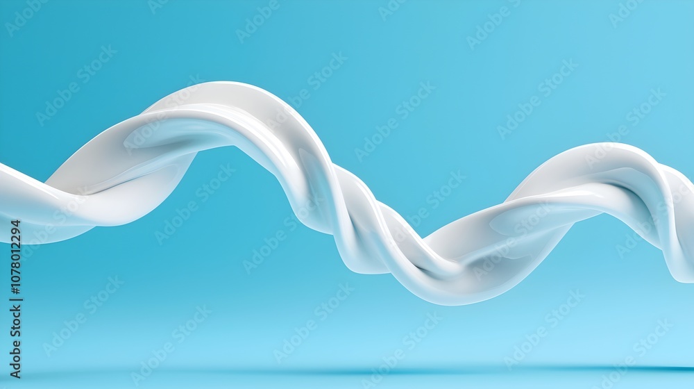 Poster elegant fluid shapes twisting into spirals - captivating continuous flow on solid blue background fo