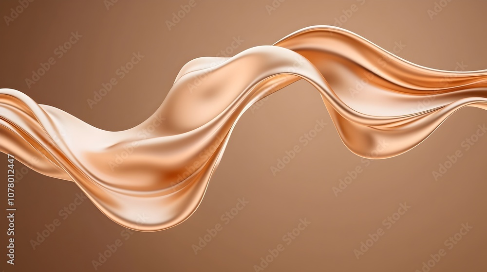 Poster fluid dynamics abstract twisting forms in motion - elegant liquid shapes against a dark brown backgr