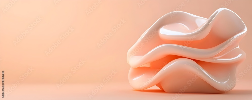 Aufkleber elegant flowing organic shapes intertwined in soft peach background - graceful twists and turns for 