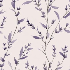 Watercolor Purple Floral Pattern.Seamless Pattern
