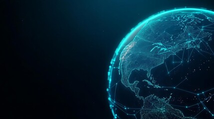Diverse global connections, holographic visualization, neon blue tones