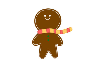 マフラーをしたジンジャーマンクッキーのイラスト