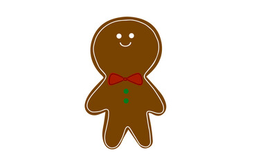 蝶ネクタイをしたジンジャーマンクッキーのイラスト