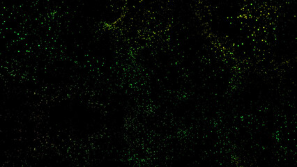 Abstract motion graphics background. Green Christmas abstract particles dot sparkles. Abstract floating particle background with copy space