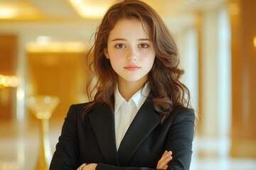 Confident Businesswoman in Stylish Attire with Arms Crossed - Portrait