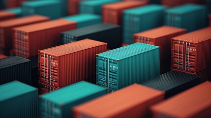 Cargo Containers Stacked in a Pattern.